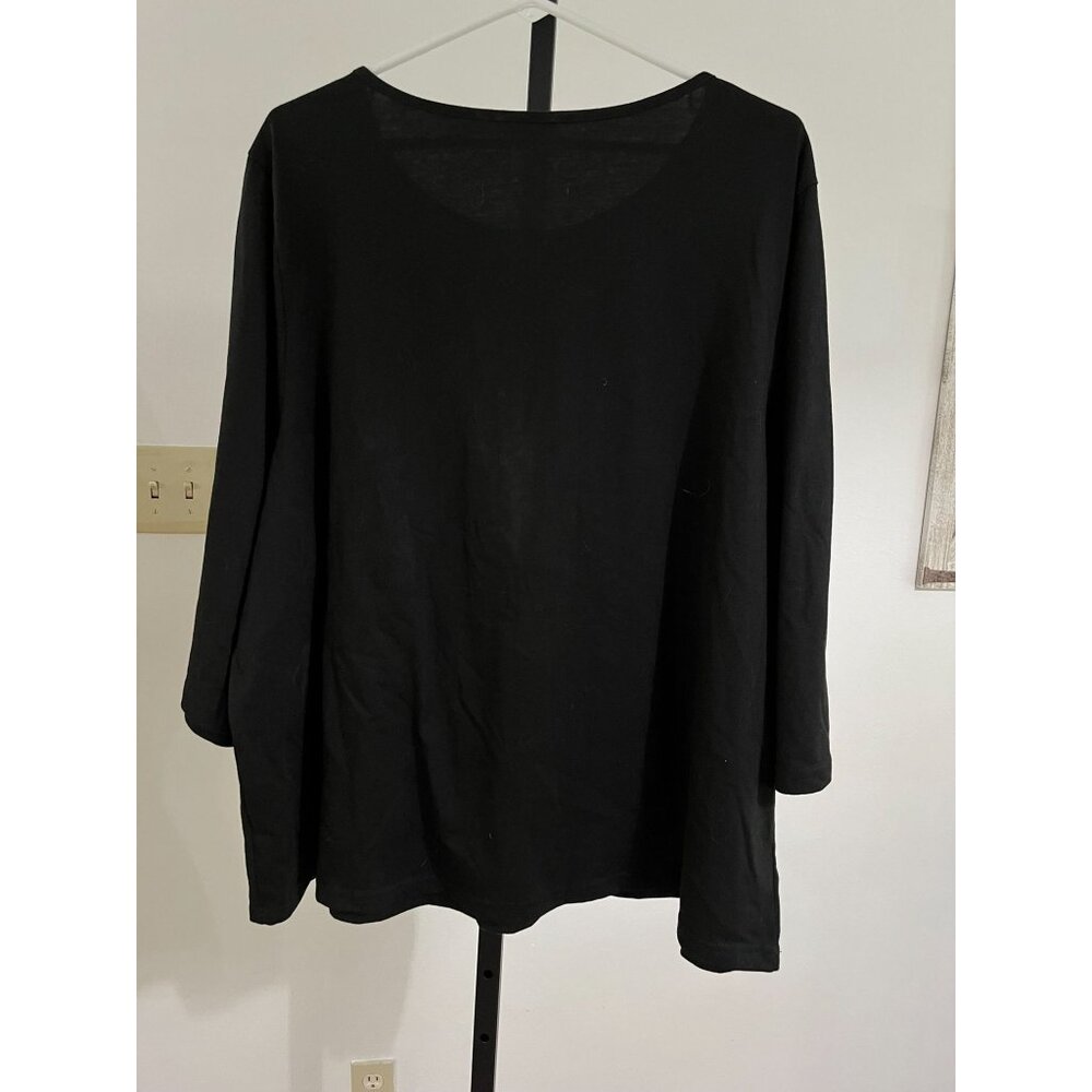 NWT Breckenridge Womens 3/4 Sleeve Floral Print Tee 3X Black Cotton/Polyester - Picture 3 of 7